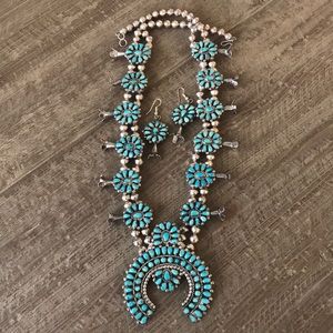 Old Pawn Navajo S.S. Squash Blossom Necklace